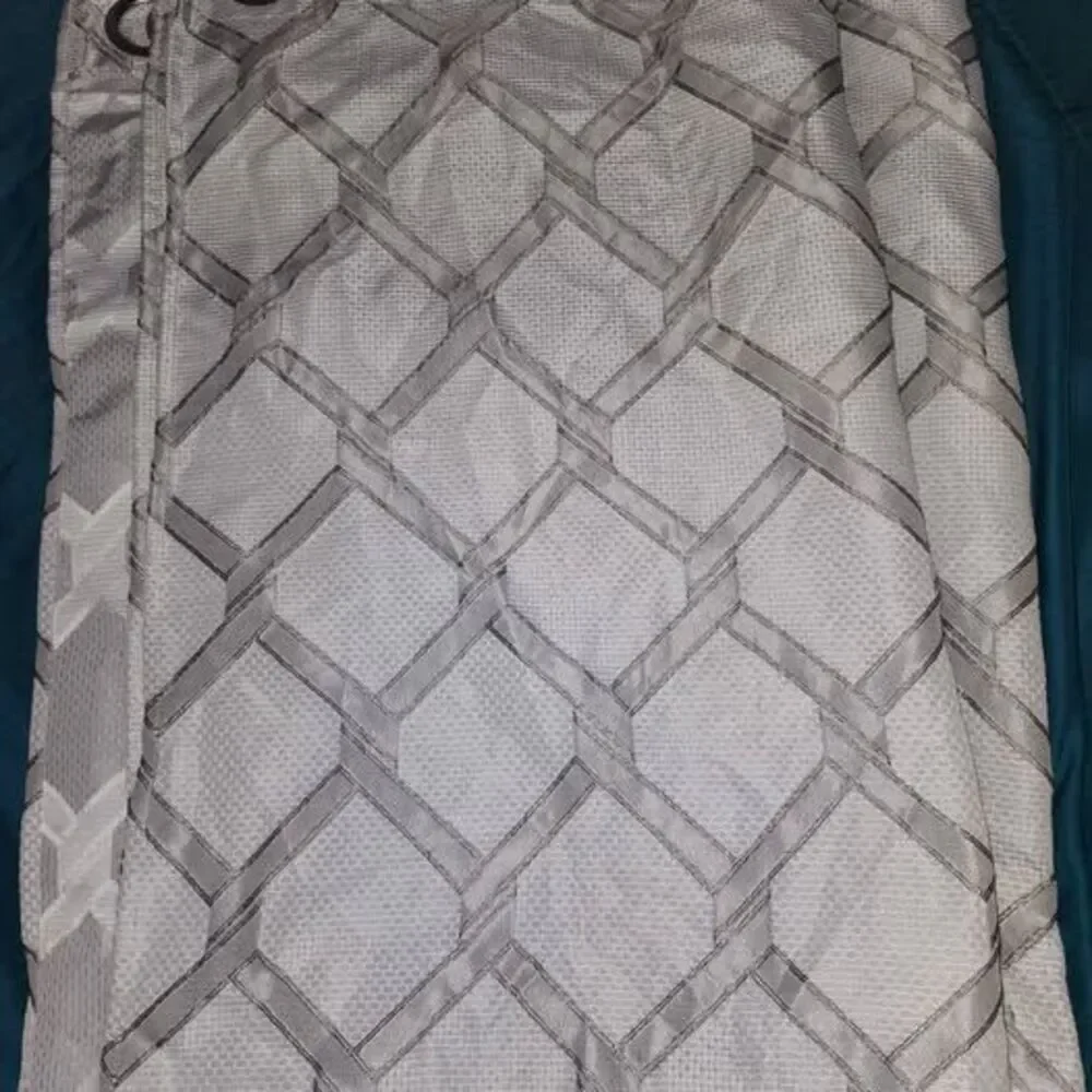 Grey Geometric Lattice Grommet Curtains 48 x 84